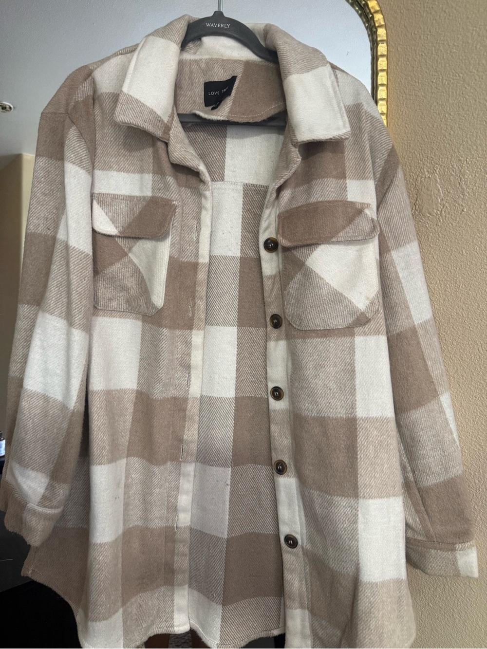 Waverly Beige and Cream Plaid Utility Shacket